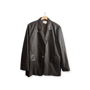 Brochu Walker The Farley Single-Button Vegan Leather Blazer in Timber/Brown,  Si